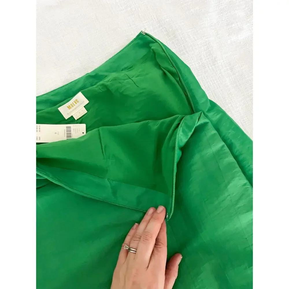Anthropologie | Maeve Asymmetrical Sateen Skirt | Green | Sz 6 | NWT